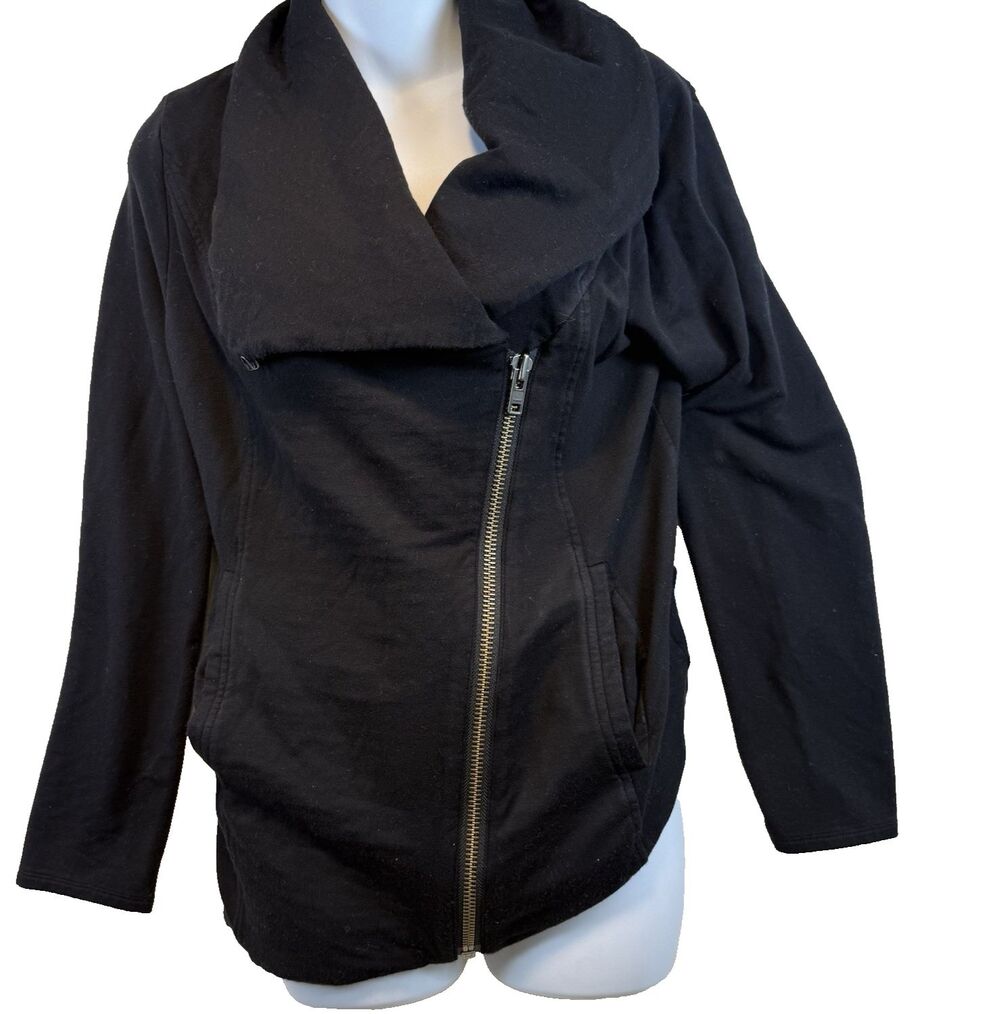 Helmut Lang Women’s Asymmetrical Zip Jacket Charcoal Gray Quiet Luxury Size L
